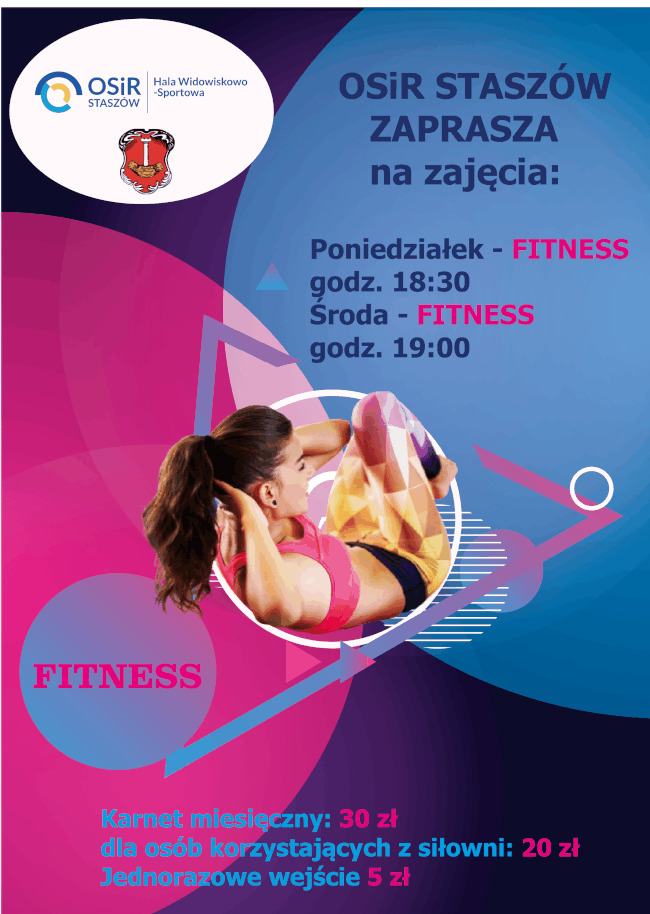 Zapraszamy na zajęcia Fitness, Hala OSiR, poniedziałki i środy